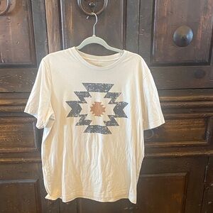 Aztec Print Short Sleeve Tee - Cream